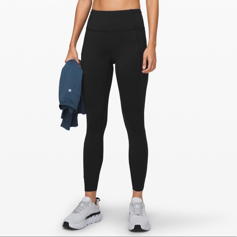 black Fast and Free Reflective LuLulemon Leggings